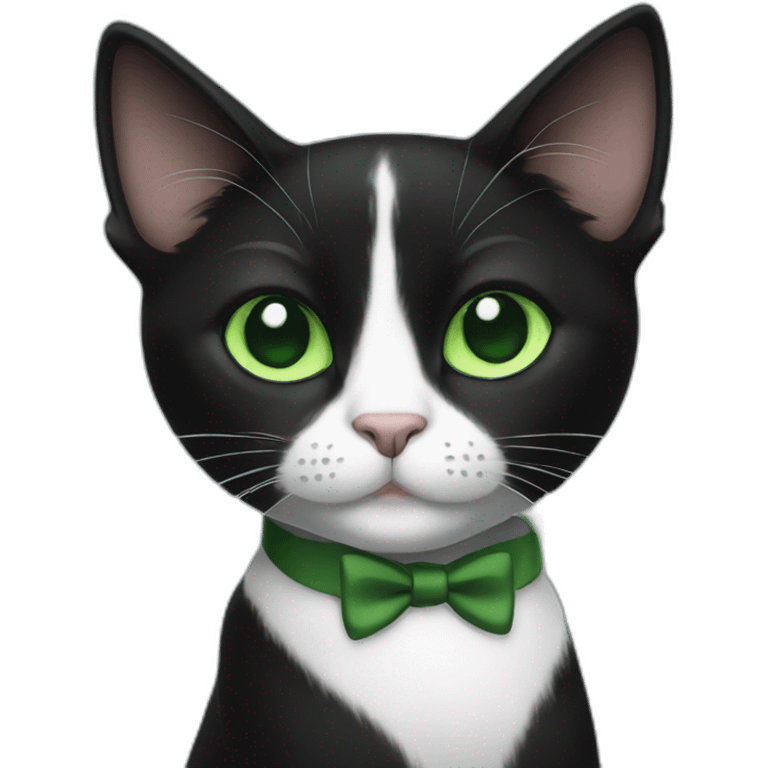 Tuxedo cat With green eyes emoji