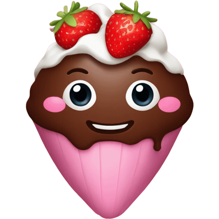 Chocolate filled with strawberry yougurt emoji