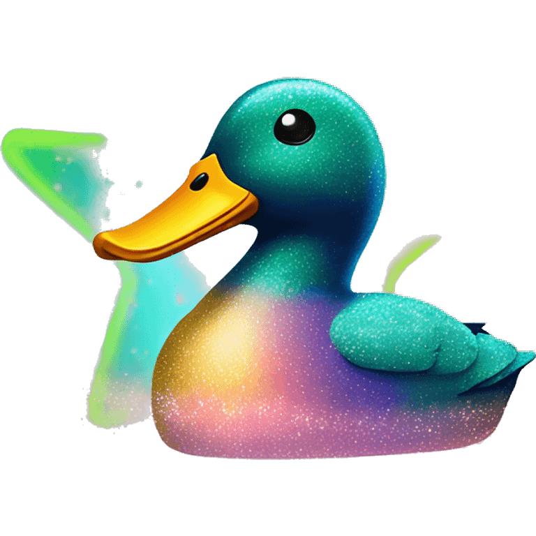 Kawaii neon star glitter mallard duck emoji    emoji