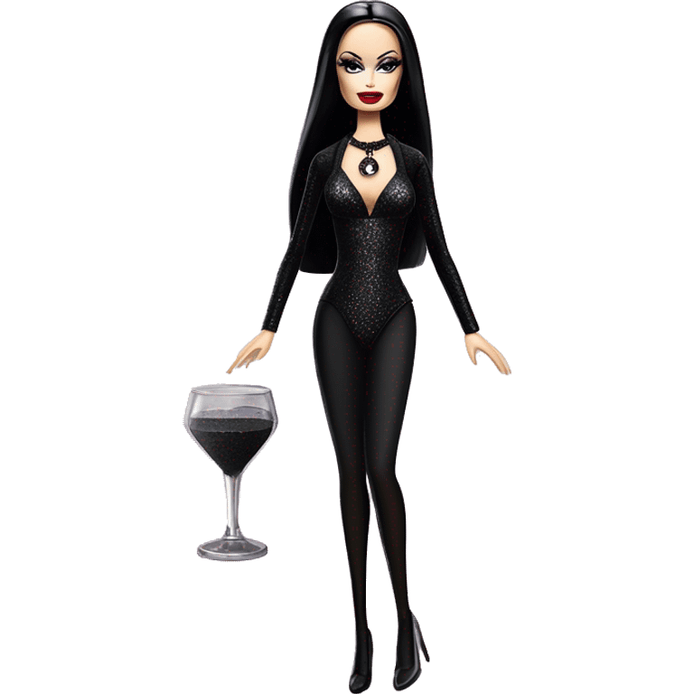 Morticia Addams. Gothic bikini glitter girl Barbie  emoji