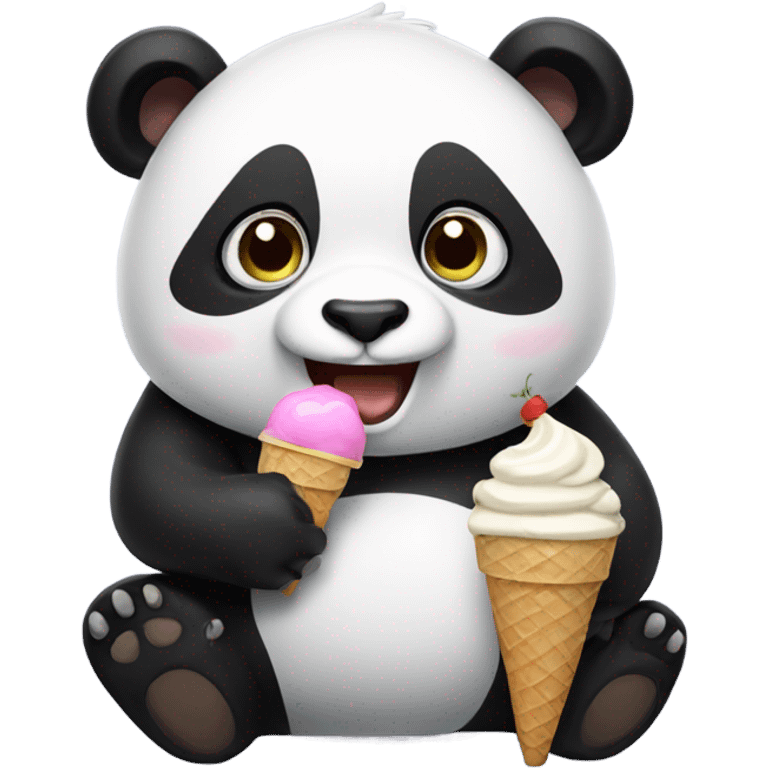 Panda eating ice cream emoji