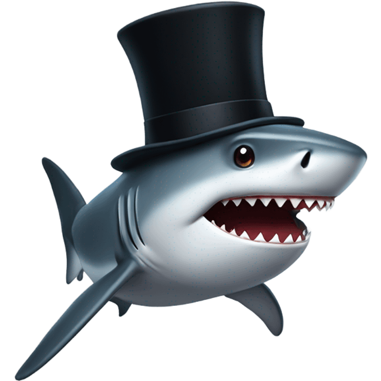 Shark with a top hat emoji