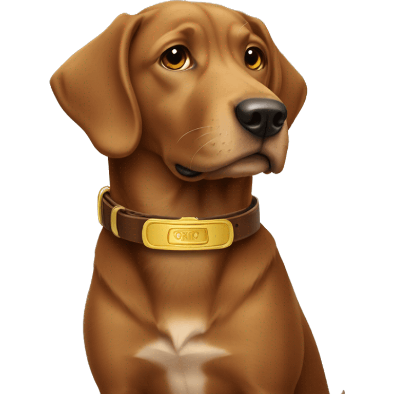 Brown dog collar with golden tag  emoji