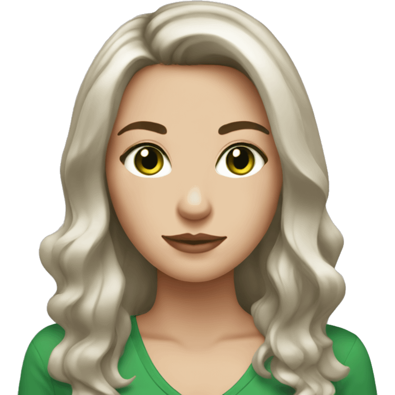 Brunette white girl with green eyes and medium length hair emoji