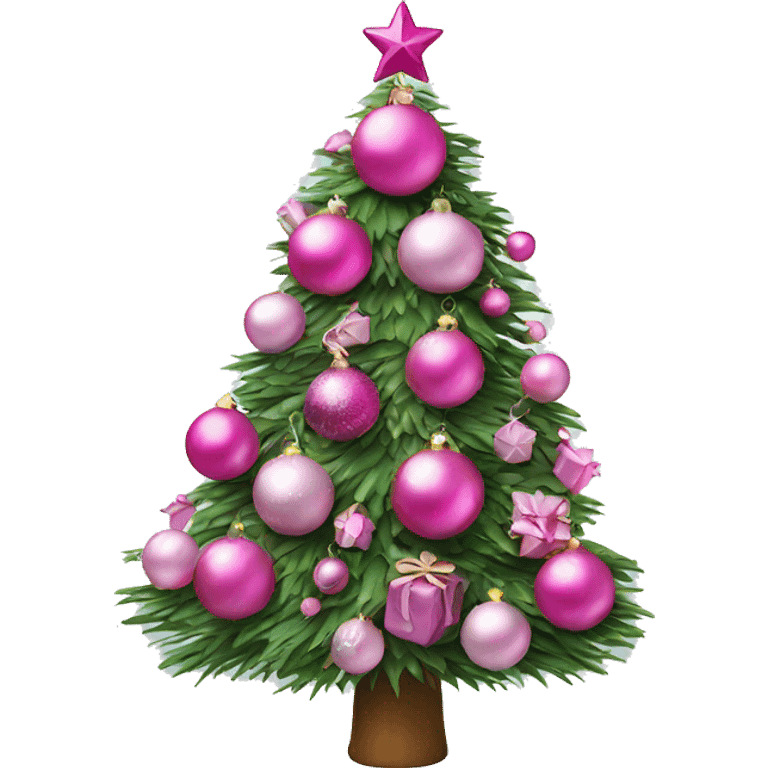 Christmas tree with pink ornaments  emoji