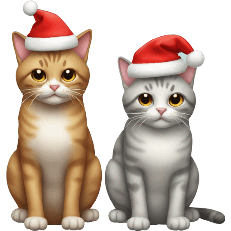 Two cats with a christmas Head  emoji