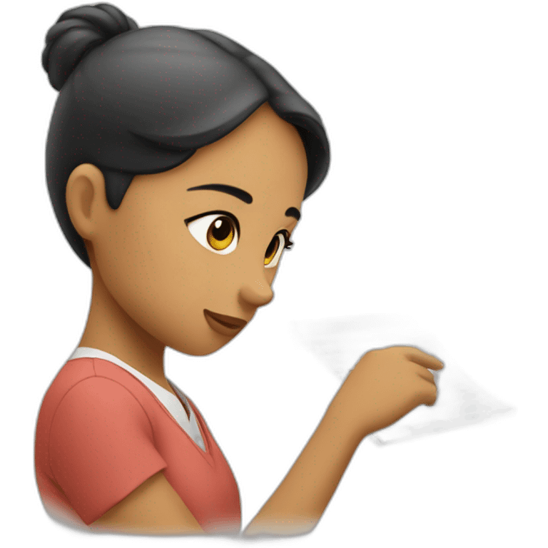 a girl looking at a timetable emoji