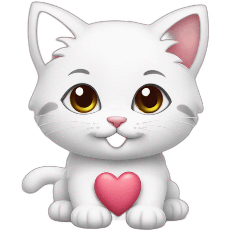 Cute kitten with lots of hearts around it emoji