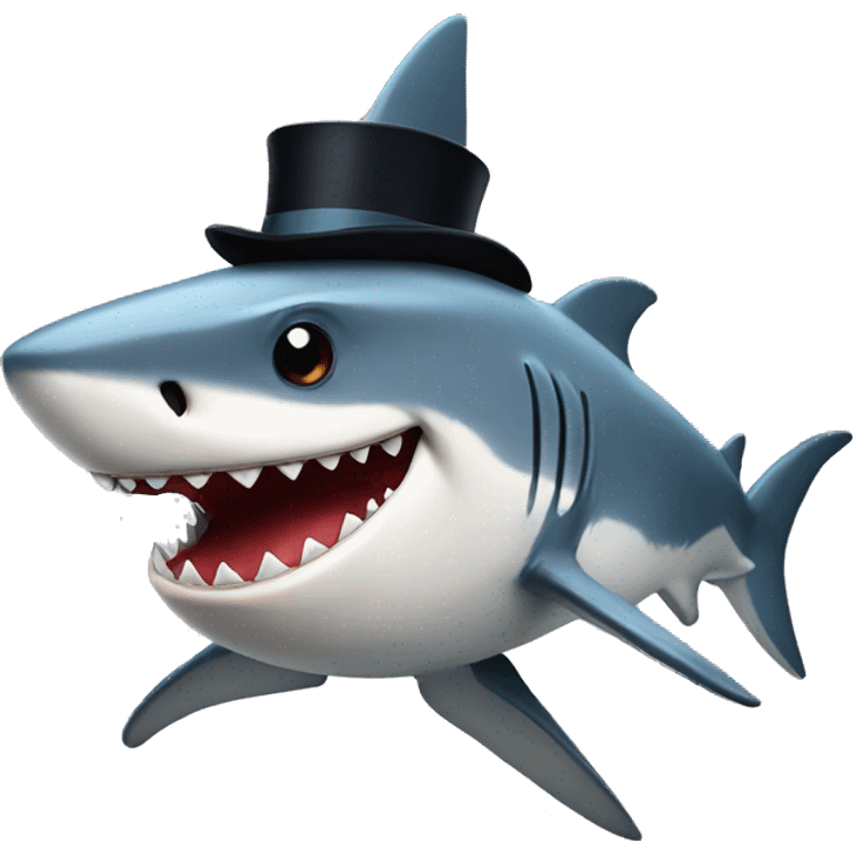 Shark with a top hat emoji