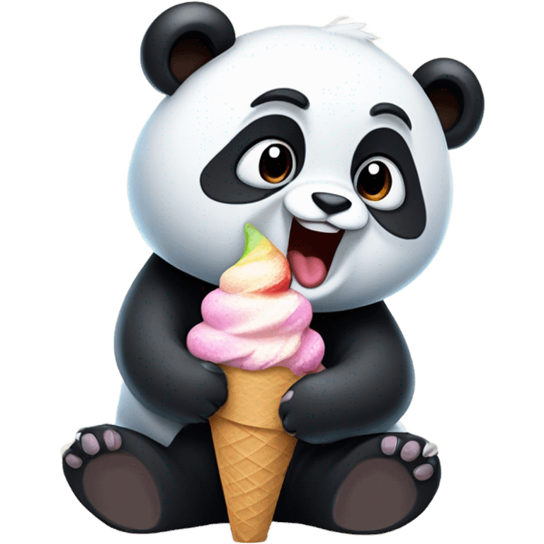 Panda eating ice cream emoji