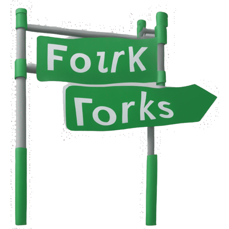 green road sign that says FORKS  emoji