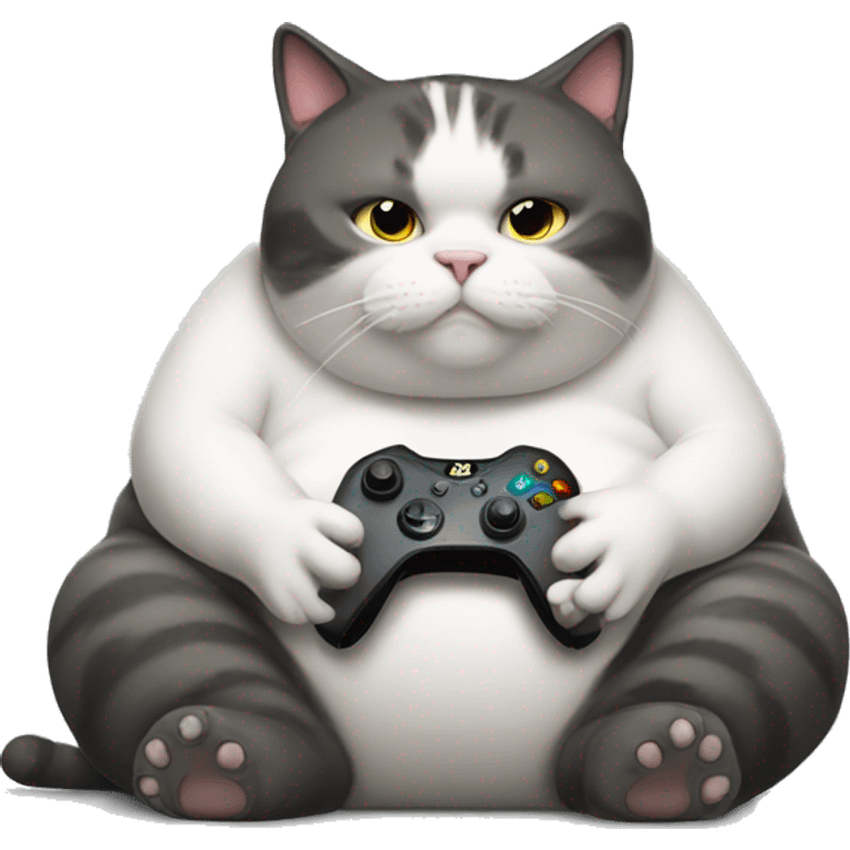 Obese cat playing xbox emoji