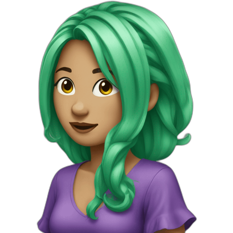 girl-with-green-hair-and-purple-dress emoji