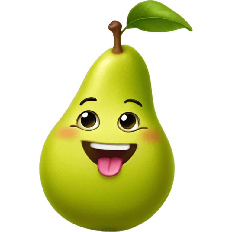 Cute happy pear with tongue emoji