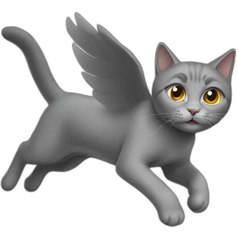 Grey cat flying emoji