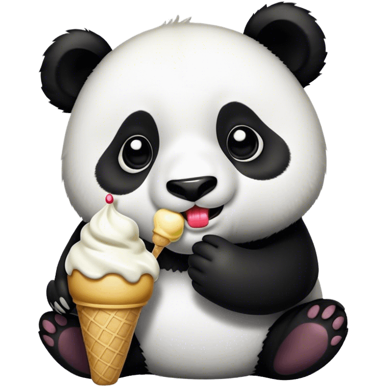 Panda eating ice cream emoji