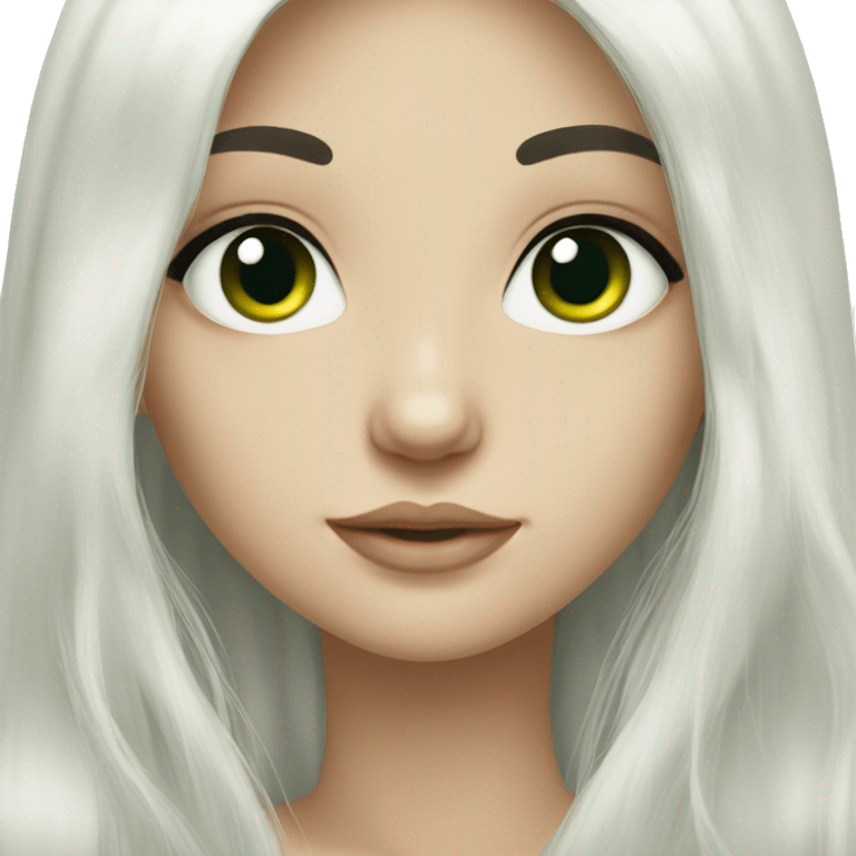 green-eyed black-haired white-skin long-hair girl emoji