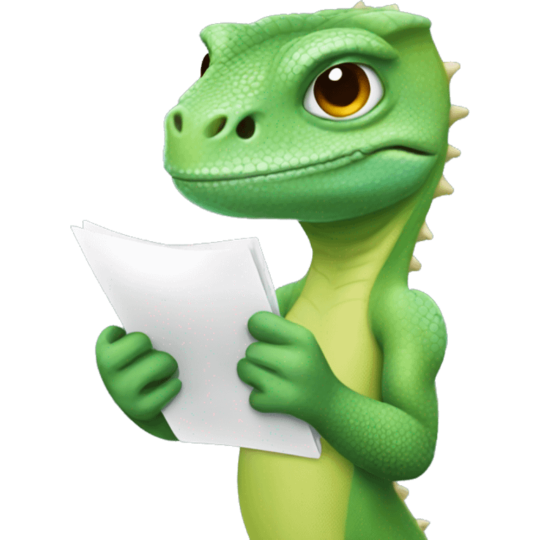 female lizard holding a notepad emoji