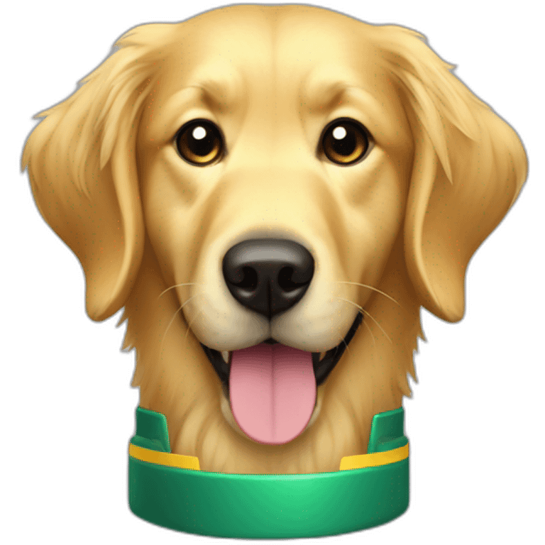 Golden retriever in a f1 car emoji