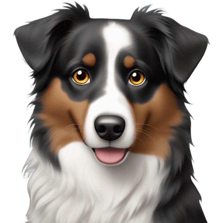 Australian shepherd black right eye and white left eye emoji