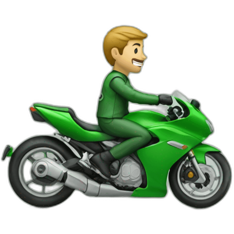 Homme vert sur une moto emoji