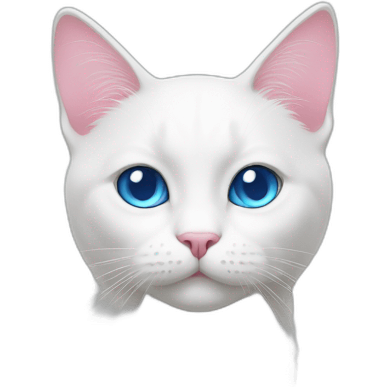 white cat whit blue eye and pink nose emoji