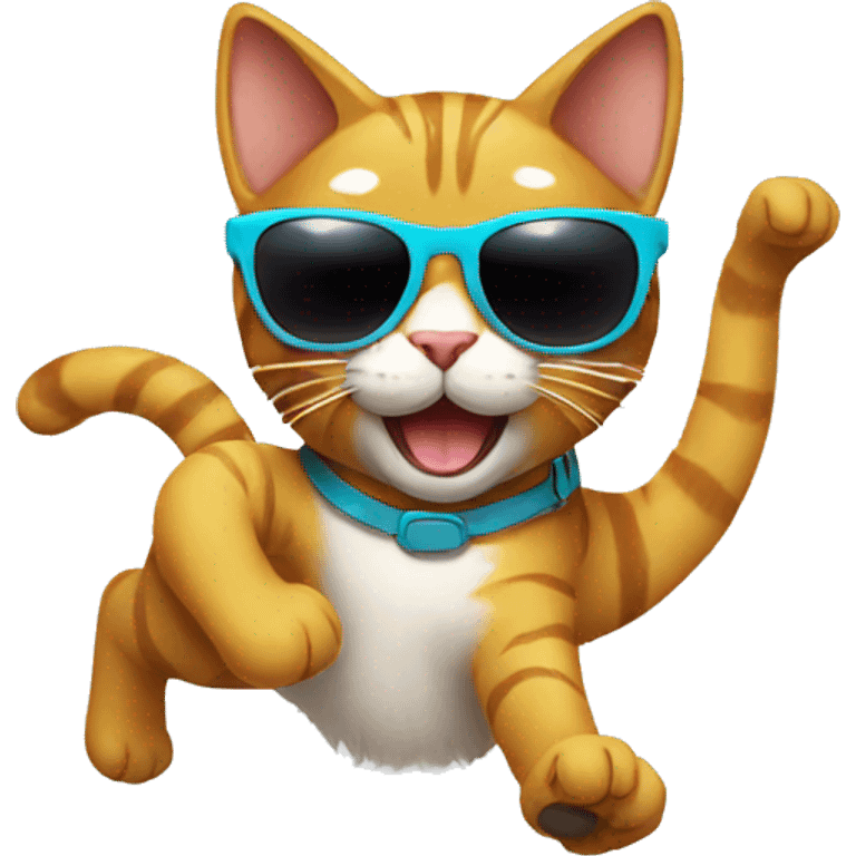 Dancing cat with sunglasses emoji