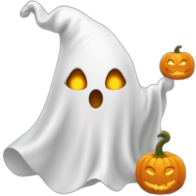 halloween ghost with a pumpkin emoji