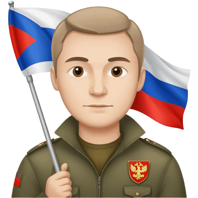 Russian man in Russia with a flag in the background emoji