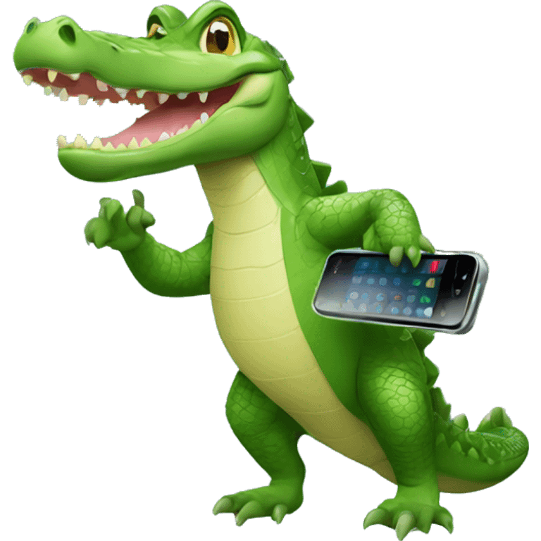 Crocodile with mobile phone  emoji