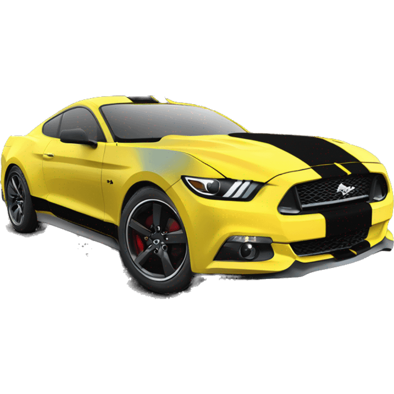 Create me an emoji of a 2015 Mustang GT, yellow with tinted windows and windshield. black wheels. No stripes emoji