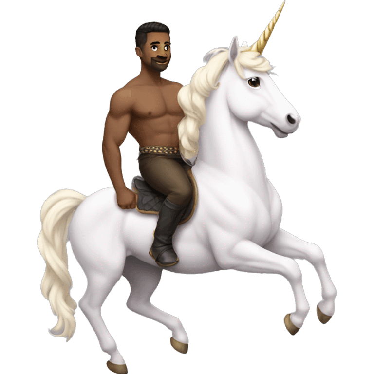 Buff gay man on a unicorn emoji