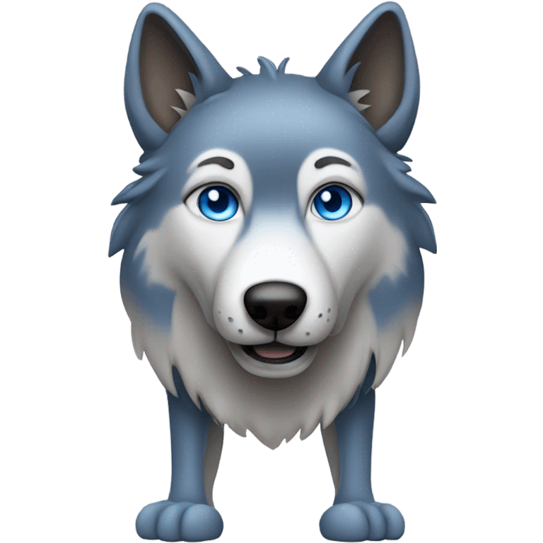 Fully body wolf dog with blue eyes emoji