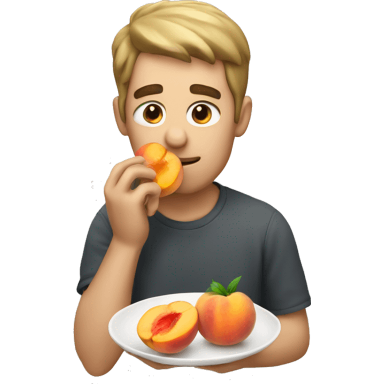 Man eating peach emoji