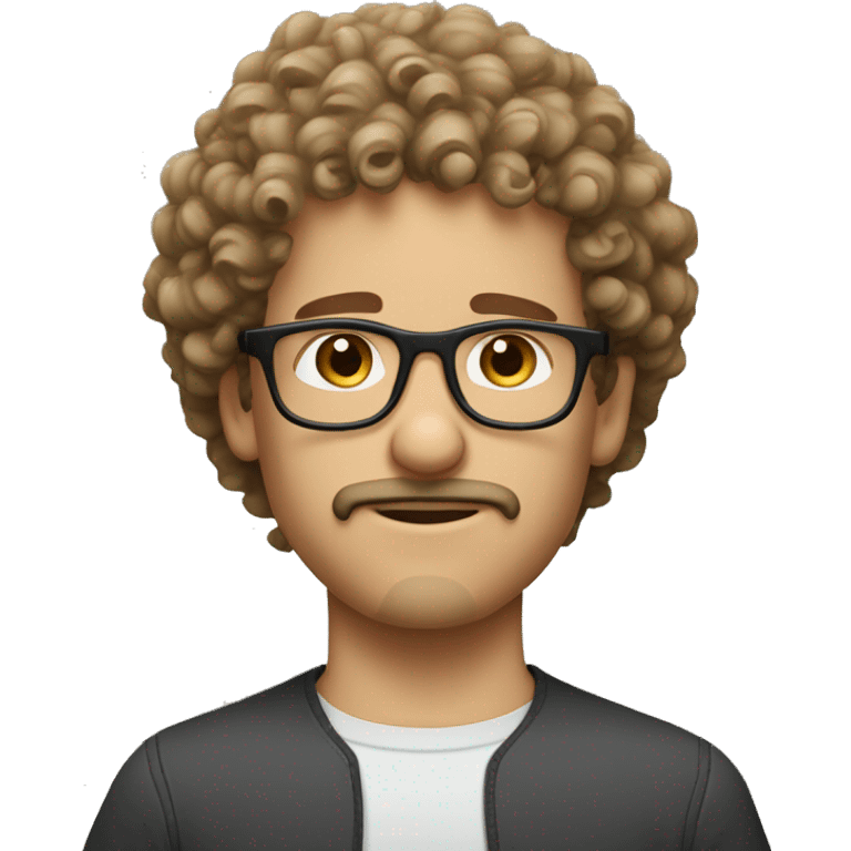 young caucasian curly hair goatee, glasses and curly mustache emoji