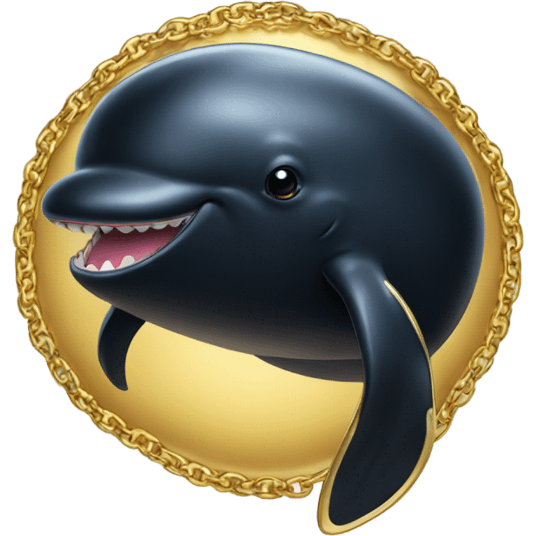 Black whale wearing gold necklace emoji