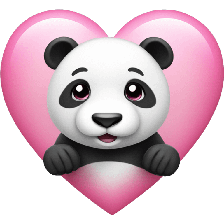 White panda with pink heart emoji