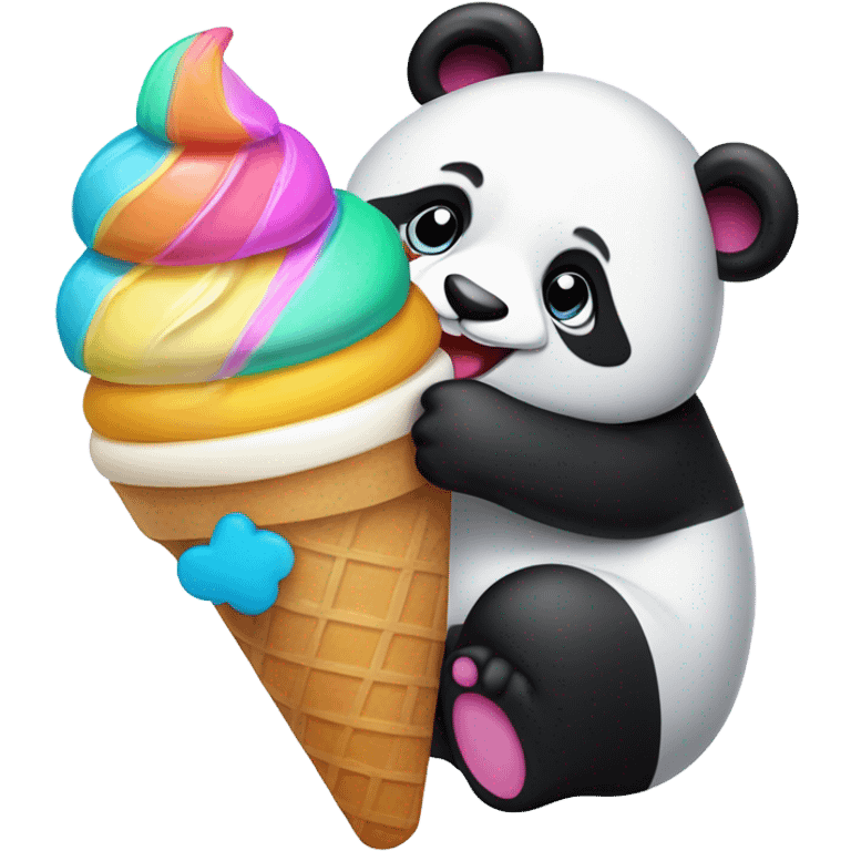 Panda eating ice cream emoji