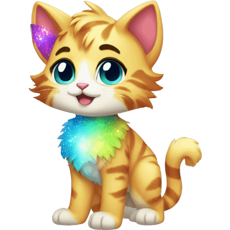 Colorful Sparkle-cat-fursona full body emoji