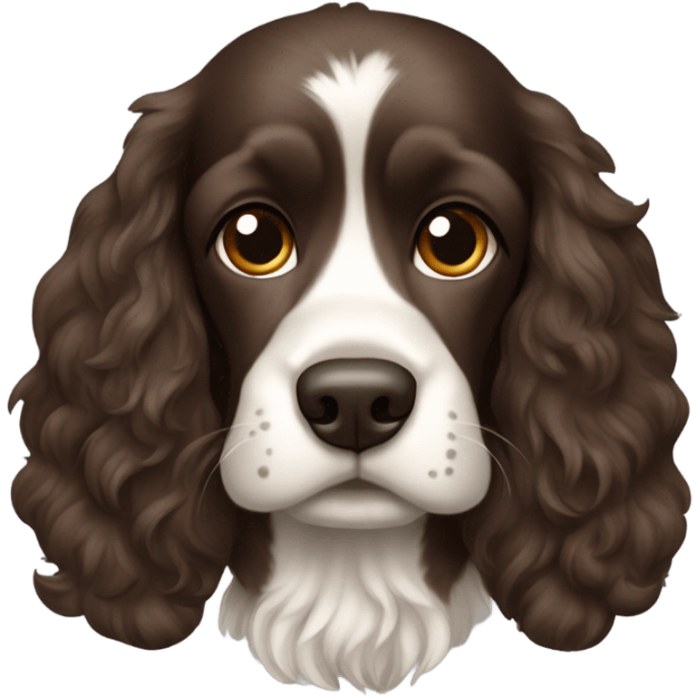 A solid dark brown cocker spaniel with a little mohawk emoji