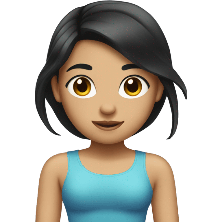 Pilates girl with long black hair  emoji