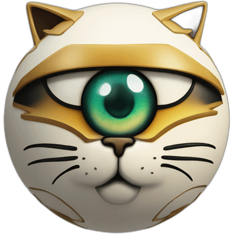 3d sphere with a cartoon Cat skin texture with Eye of Horus emoji