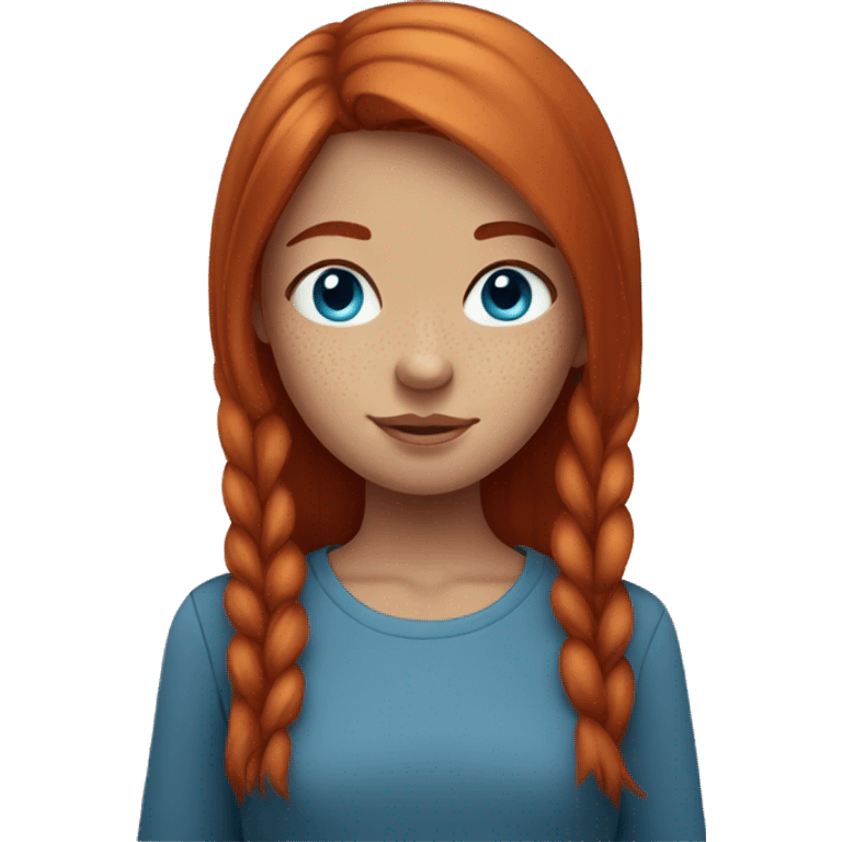 Straight red hair girl with blue eyes and freckles emoji