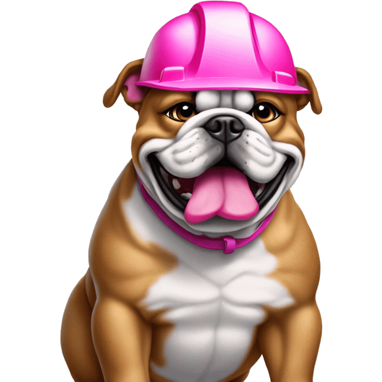 bulldog with pink hard hat that is 24x24 emoji