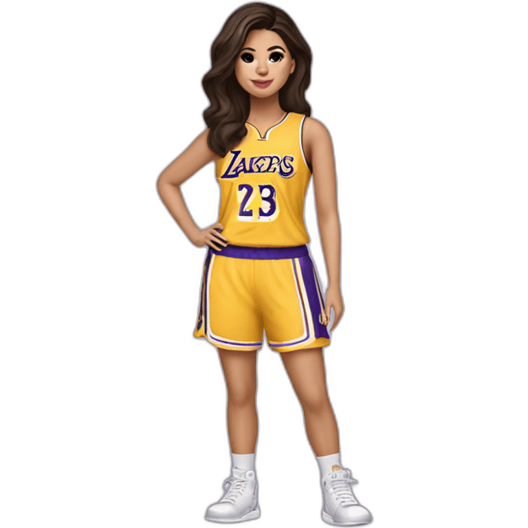 selena gomez with yellow lakers jersey emoji