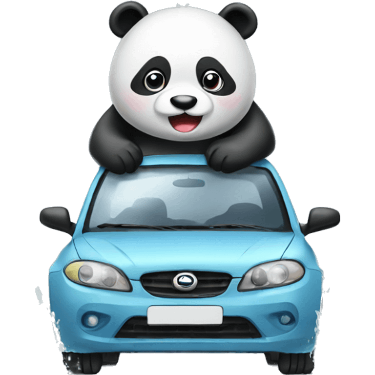 panda washing car emoji