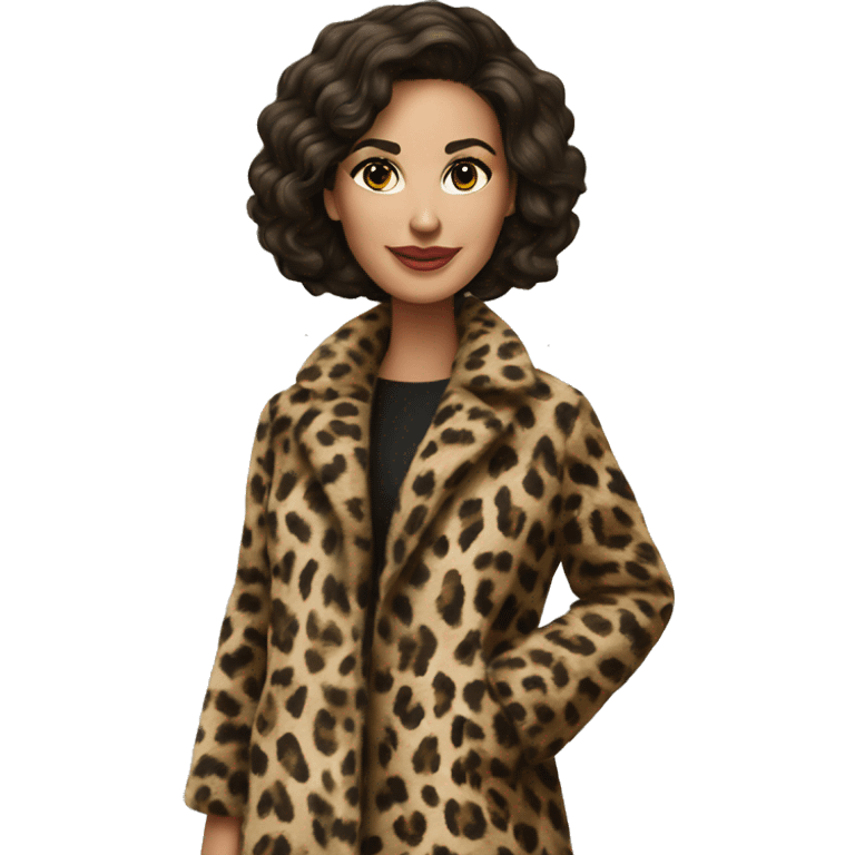 Beautiful realistic brunette hair mob wife with leopard coat  emoji