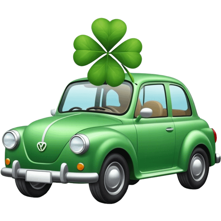 4 leaf clover driving a car emoji