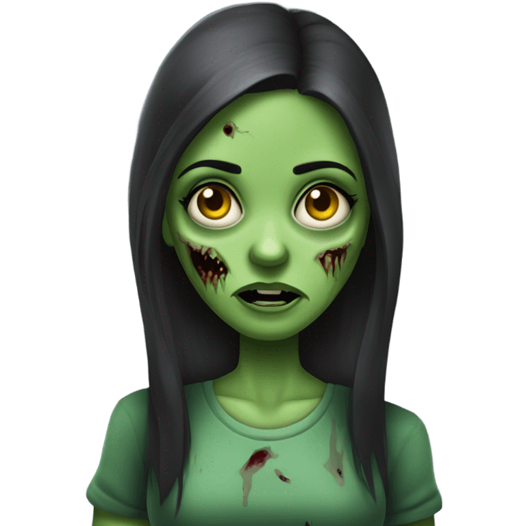 Brunette zombie girl in horror zombie green emoji