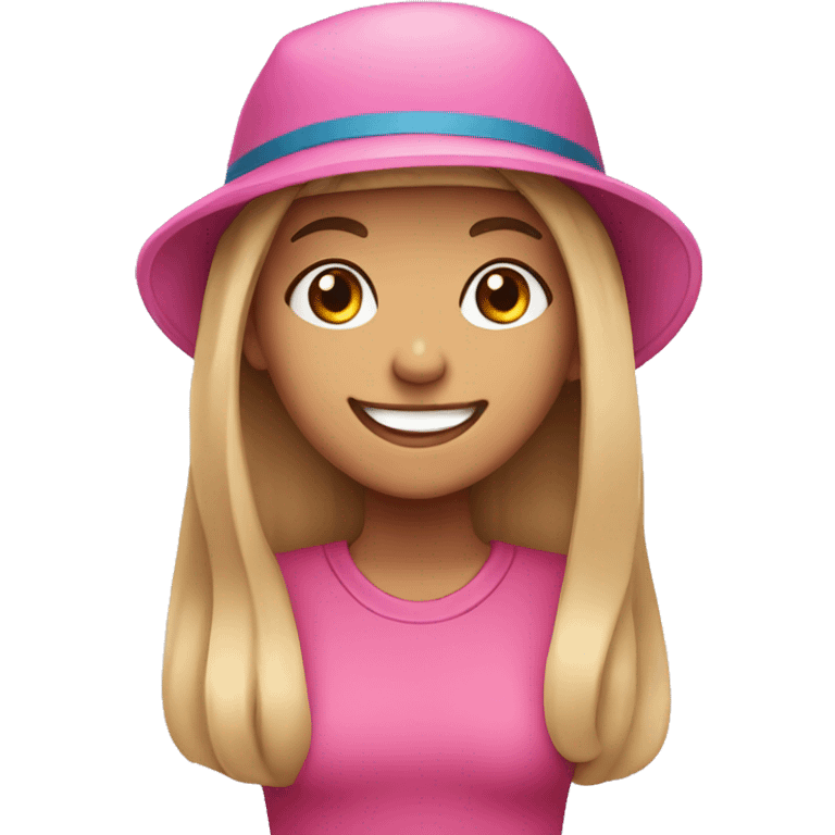 smiling girl in pink hat emoji